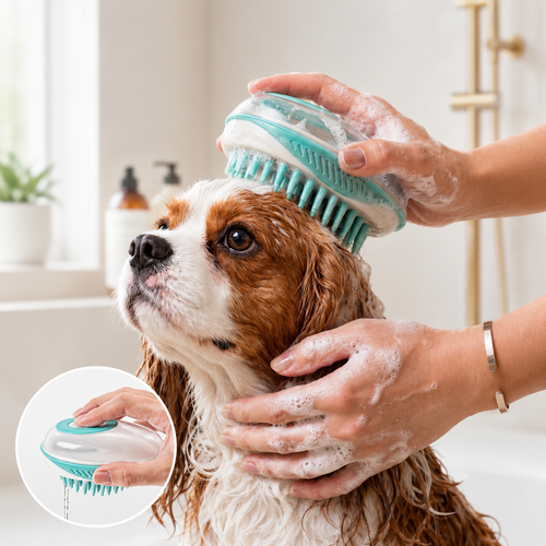 2 in 1 Pet Bath Brush and Grooming Comb for Dogs/Cats