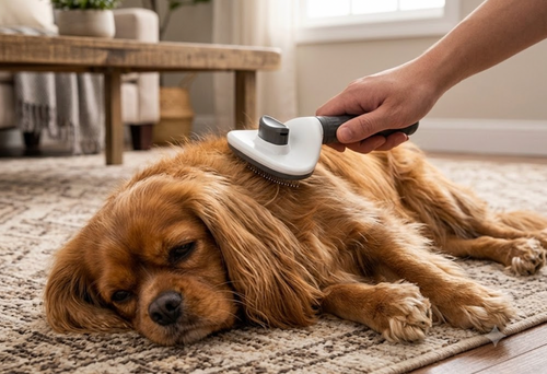Pet Grooming Brush for Cats and Dogs with De-Shedding Features